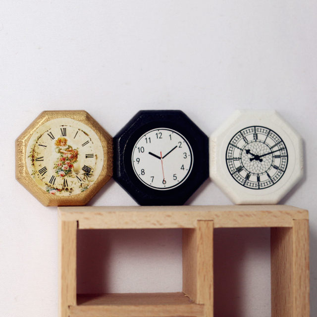 Doll House Clock Wall Clock Miniature Model Small Accessories Living Room Decoration Simulation Mini Household Products Diy Scene