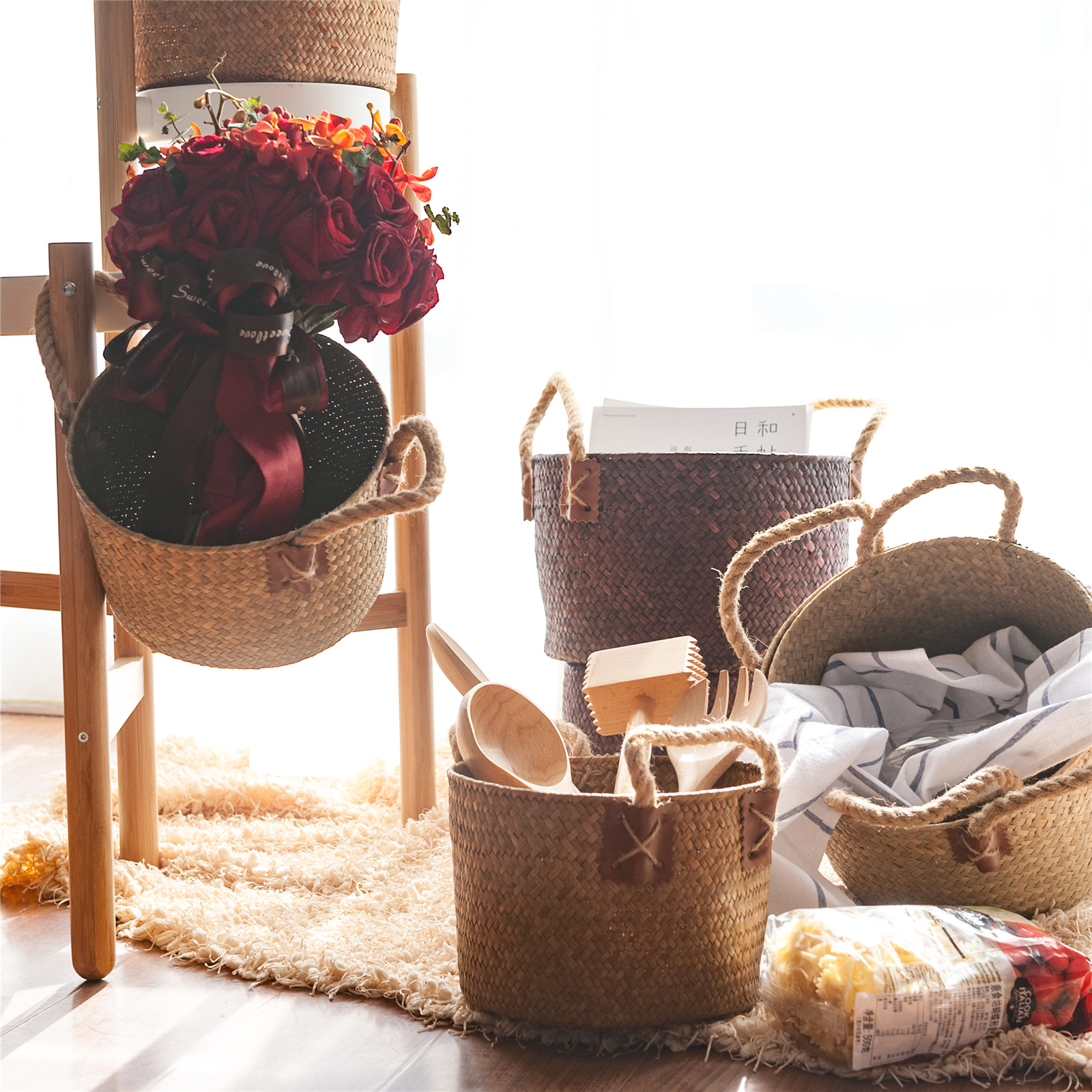 Creative Home Hay Choreography Flower Basket Floral Bucket Flower bucket Flower Flower Inserts snacks Contained Basket Storage Box Finishing Box