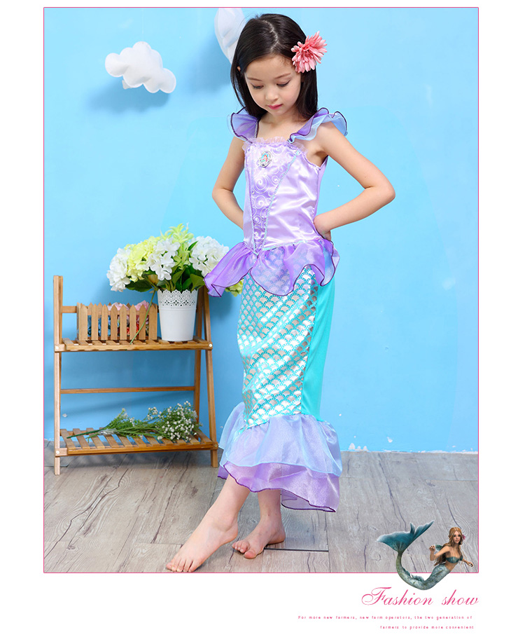 Halloween quần áo trẻ em Disney công chúa váy cô gái mùa thu váy nàng tiên cá công chúa trẻ em trình diễn váy đồ trẻ em