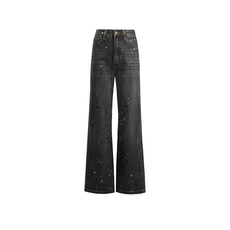 Didixing Jeans No. 2 2025 Hot Diamond Straight-Leg Fashion Pants Are Light and Slightly Exposed to Diamonds. It Is Normal