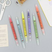 Korean romane double-head thickness marker pen two-head hand account color graffiti pen student key mark highlighter