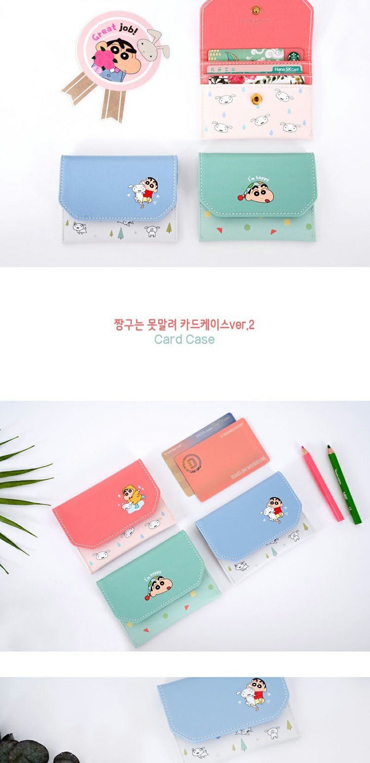 Cá voi bay Hàn Quốc Crayon Shinchan Túi thẻ mỏng dễ thương Phụ nữ chủ thẻ nhỏ gọn Cartoon Coin Purse - Chủ thẻ ví gucci