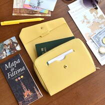 plepic Korean fashion PU buckle zipper hand wallet travel photo bag men and women travel certificate bag