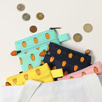 Korea pinkfoot cartoon carrot coin coin purse Mini double bag card bag Cute lipstick storage bag small