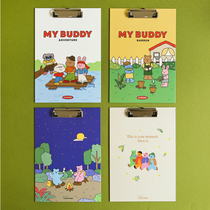 Korean dailylike cute cartoon a4 file test paper storage splint meeting record menu writing pad
