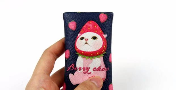 Jetoy Hàn Quốc dễ thương mèo móc vòng da túi xu xách tay mini ví nữ với túi son