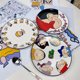 ຈານ Crayon Shin-chan Ceramic Dinner Plate Tableware Home Couple Rice Bowl Steak Plate INS High- Looking Round Plate Shallow Plate