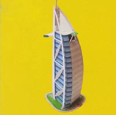 Paper mold making DIY handmade educational toys Arabian architecture Burj Khalifa Sailing Hotel 3D three-dimensional paper model