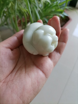 Natural blue field jade carved zodiac pig handle piece fortune pig play piece prosperous dog jade desktop small ornaments