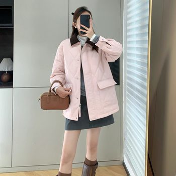 Corduroy patchwork loose diamond quilted cotton jacket Corduroy patchwork loose diamond quilted cotton jacket