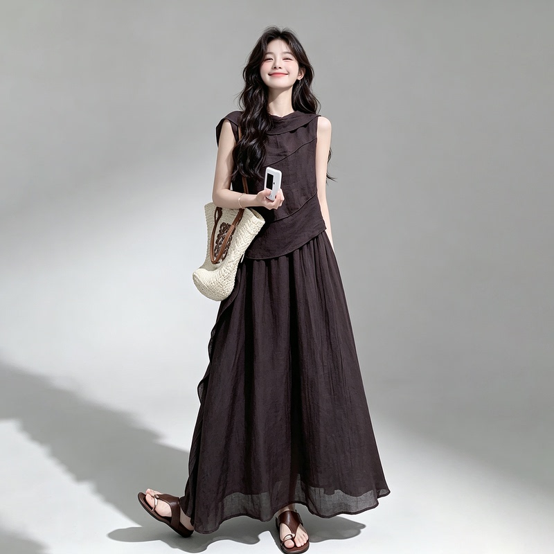 Gorgeous Tencel Dress Set for Women, Summer 2026 Outfit, Complete Set with Skirt and Ribbon Top, Two-Piece Set Gorgeous Tencel Dress Set for Women, Summer 2026 Outfit, Complete Set with Skirt and Ribbon Top, Two-Piece Set