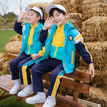 Primary school childrens school uniforms Spring-autumn season suit with submachine clothes Three sets of spring and autumn class clothes sports clothes Kindergarten Garden Clothes Outdoor