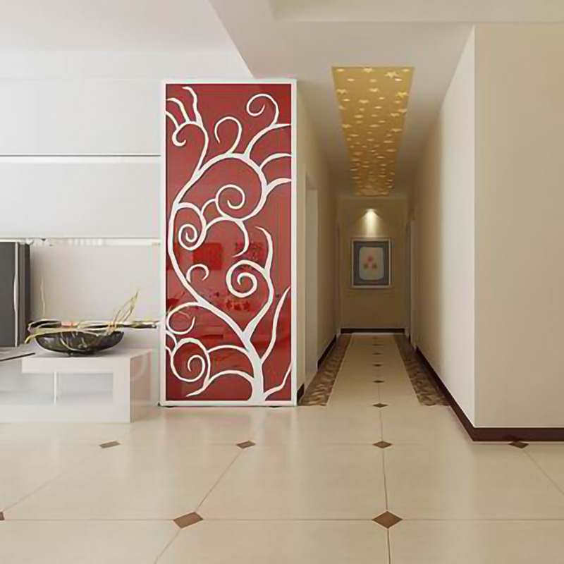 TV wall paint tempered paint art glass fashion corridor background wall Ouyun festival big red sole