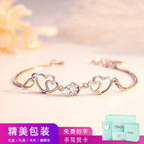 Crystal Four Leaf Grass Bracelet Womens Pure Silver Student Bestie Hand Accessories Inins Small Crowddesign Birthday Gift To Girlfriend