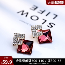 Stud earrings womens sterling silver cold wind earrings 2021 new fashion summer temperament high sense light luxury atmospheric earrings