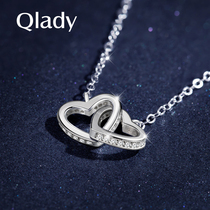 Heart-shaped Light Extravagant Couple Silver Necklace Woman Pure Silver Damp Net Red Little Crowdlock Bone Chain Fairy Qi minimalist Temperament Pendant Neck Chain