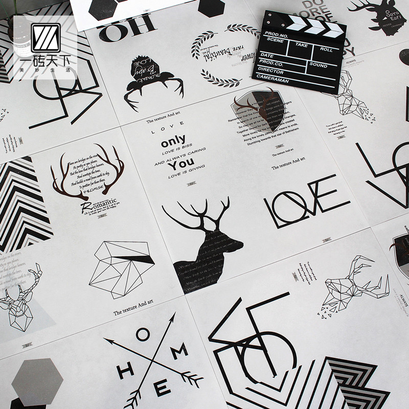 Nordic art flower brick 400 x 400 personality mix black and white minimalist tile restaurant mall floor tiles Kitchen Wall Brick-Taobao