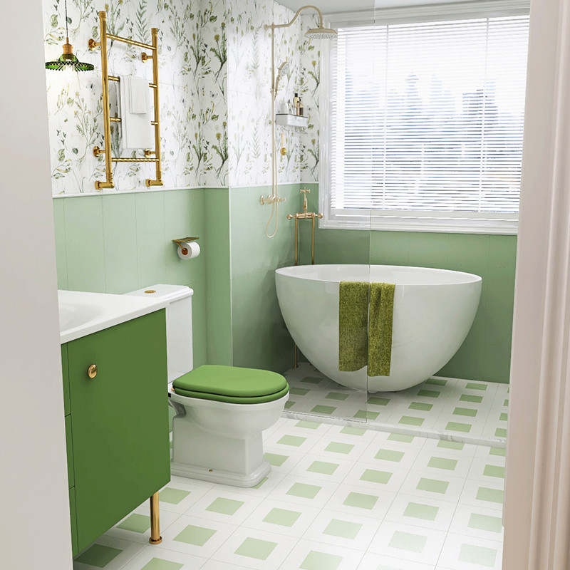 Dandelion small fresh tiles French retro green powder room tiles bathroom bathroom wall tiles and floor tiles