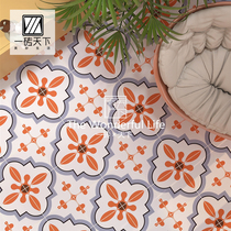 Nordic retro B&B small tile balcony courtyard flower tile bathroom kitchen restaurant front anti-slip floor tiles