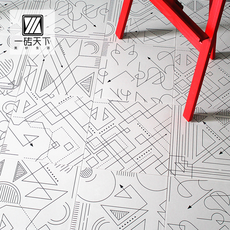 New minimalist Nordic geometric line sketch tiles Kitchen powder room toilet wall tiles Bathroom non-slip floor tiles 30