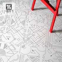 New Products Minimalist Nordic Geometric Lines Sketch Flowers Brick Kitchen Toilet Toilet Wall Brick Bathroom Non-slip Floor Tiles 30