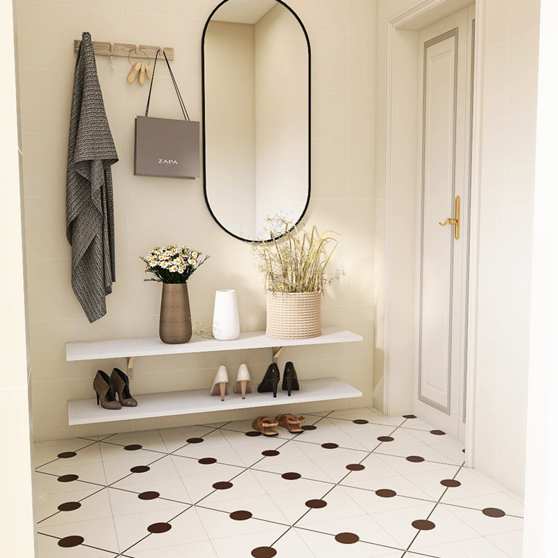 French retro household tile powder room butterfly wall tile cream white plain bathroom tile toilet kitchen floor tile