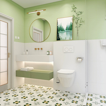Moroccan bathroom tiles avocado green bathroom toilet wall tiles balcony non-slip floor tiles retro small tiles