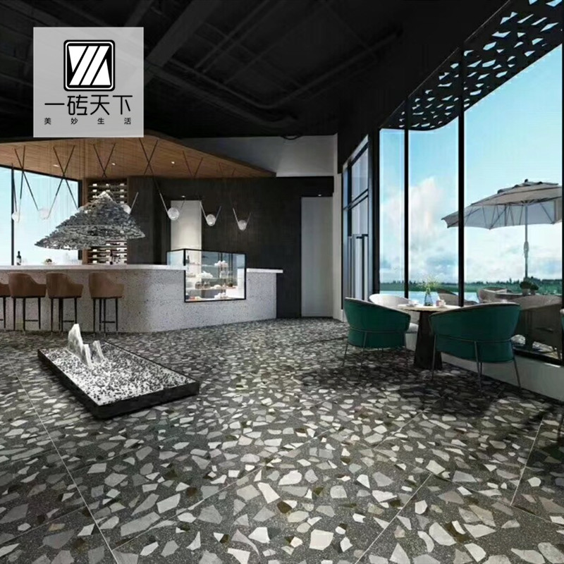Nordic industrial style matte antique cement particle terrazzo 600×1200 living room wall and floor non-slip tile