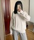Autumn and winter Korean style round neck off-shoulder retro twisted floral lazy style loose casual pure cotton sweater pure cotton women's ins