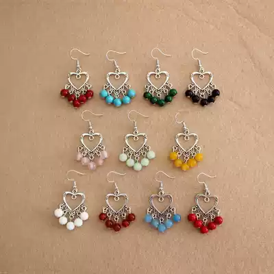 Yunnan ethnic style earring jewelry factory direct retro Tibetan silver heart-shaped pendant Joker fashion niche Earring Girl