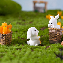 Shy wall-climbing little white rabbit doll birthday gift fish tank green plant moss ornaments baked cake decoration accessories