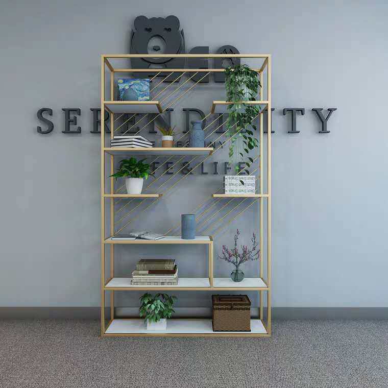 Nordic wrought iron rack floor-to-ceiling office screen partition living room shelf multi-layer bookshelf display rack