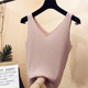 ເສື້ອຢືດຜ້າໄໝ ice silk sweater women's vest Korean style new women's V-neck dark texture pullover Foreign style bottoming shirt suspender inner wear