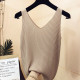 ເສື້ອຢືດຜ້າໄໝ ice silk sweater women's vest Korean style new women's V-neck dark texture pullover Foreign style bottoming shirt suspender inner wear