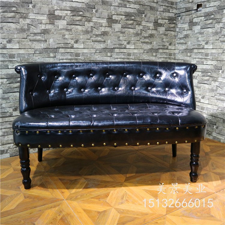 European American retro creative small sofa leather art single double bedroom hair salon cafe sofa chair