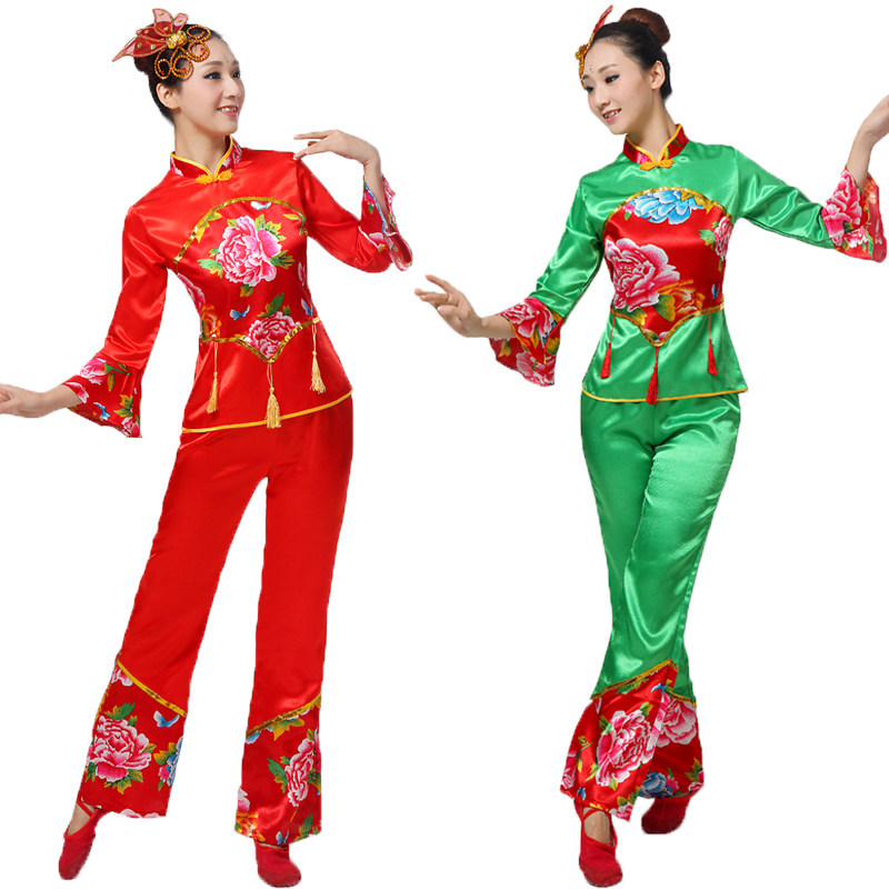 Yangko suit female new suit middle-aged and elderly folk fan dance performance waist drum drumming performance square dance costume