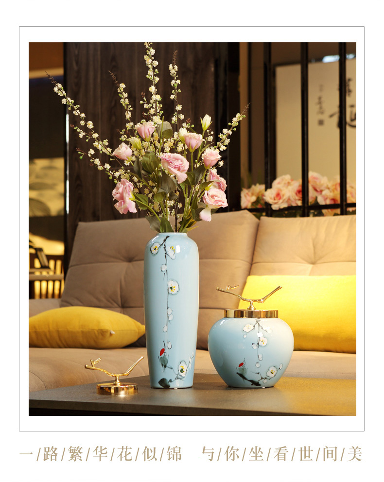 Modern new Chinese style home decoration ceramic vase restoring ancient ways is the sitting room porch place the dried flower arrangement table porcelain