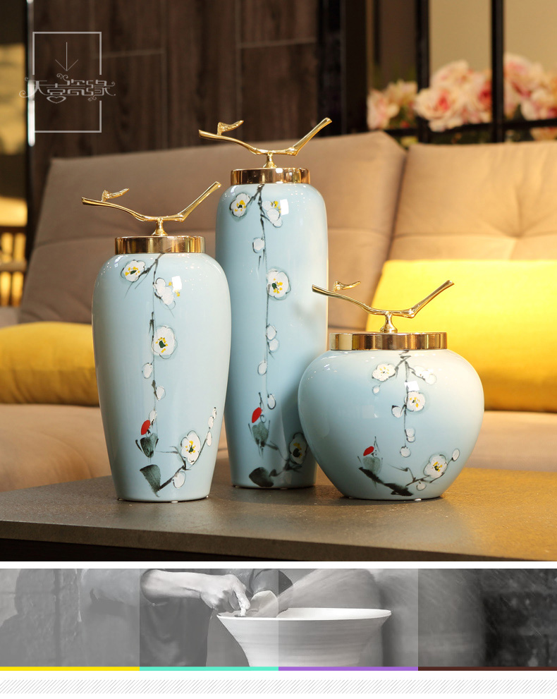 Modern new Chinese style home decoration ceramic vase restoring ancient ways is the sitting room porch place the dried flower arrangement table porcelain