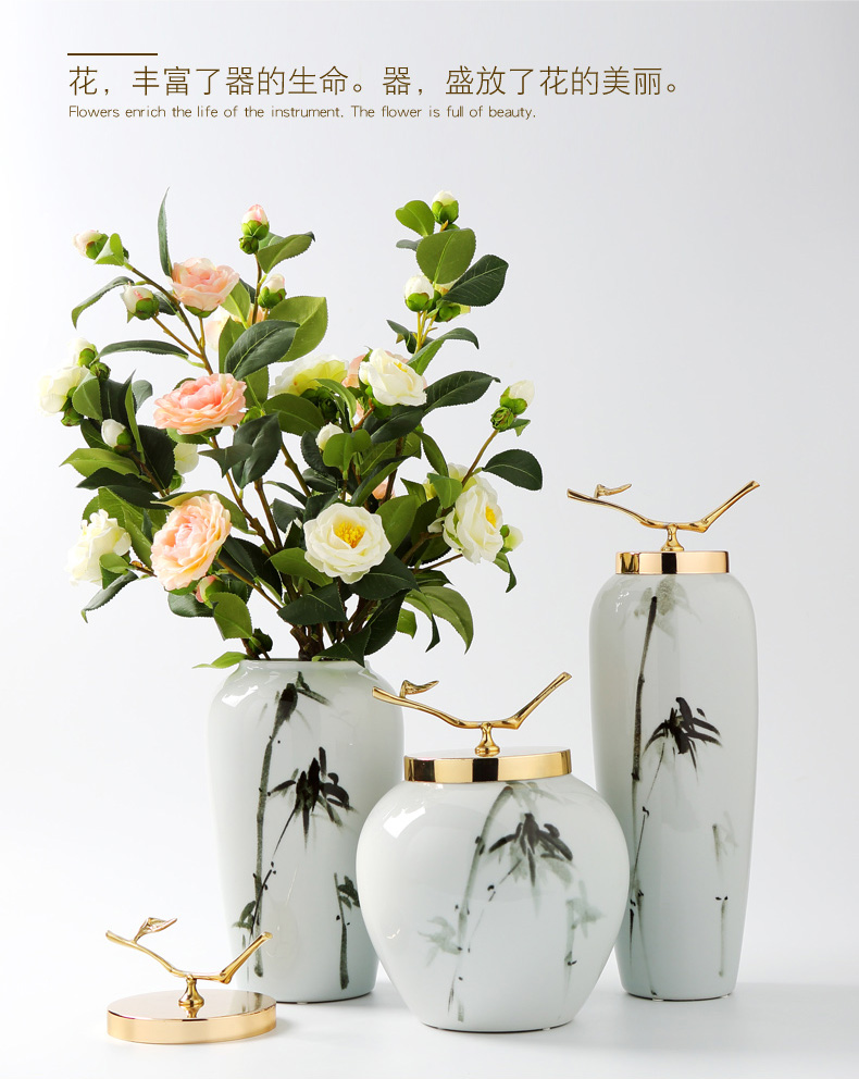 Jingdezhen ceramic vases, flower arranging is furnishing articles of modern light key-2 luxury sitting room porch ark of new Chinese style household ornaments