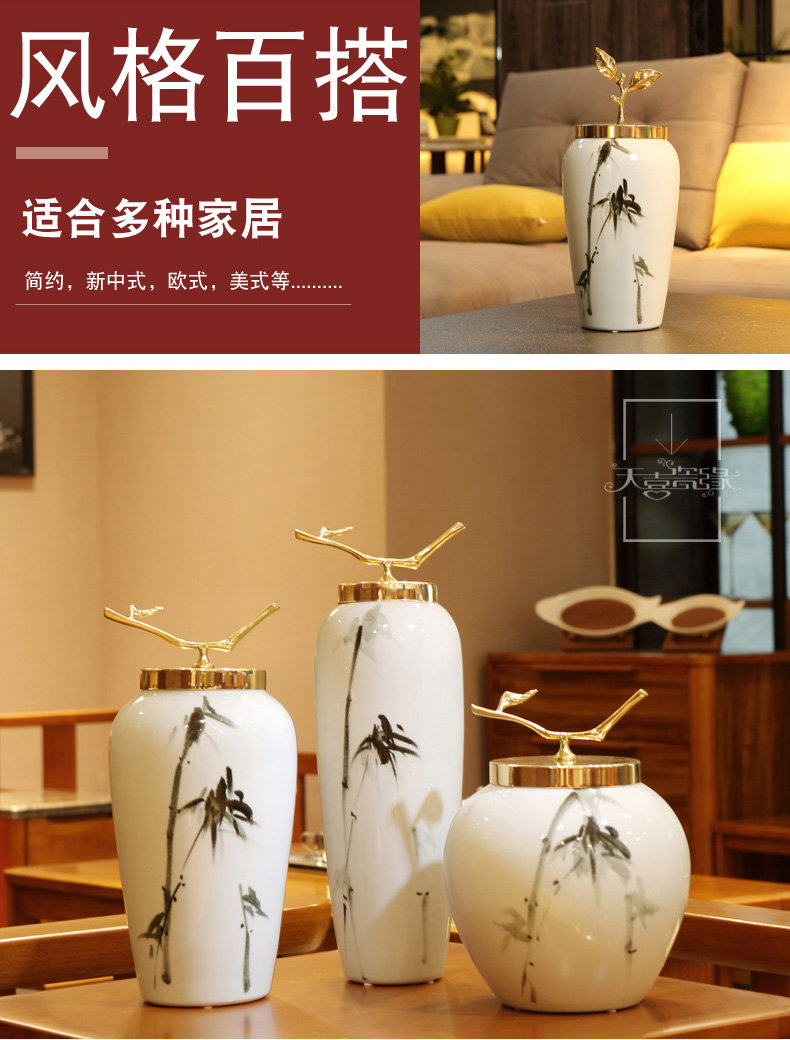 Jingdezhen ceramic vases, flower arranging is furnishing articles of modern light key-2 luxury sitting room porch ark of new Chinese style household ornaments