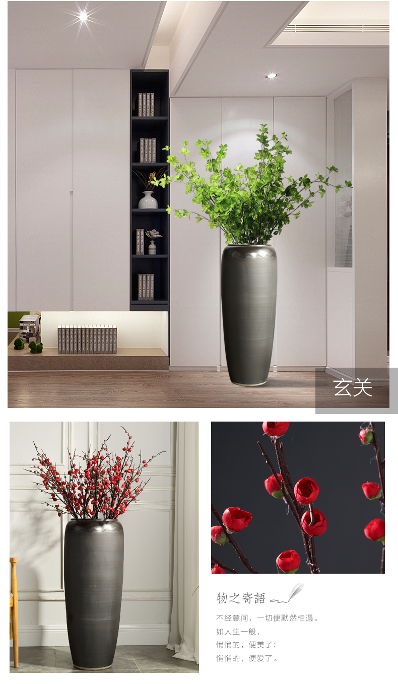 Jingdezhen ground dried flower vase restoring ancient ways is the sitting room porch villa hotel flowerpot thick some ceramic pot flower arranging furnishing articles