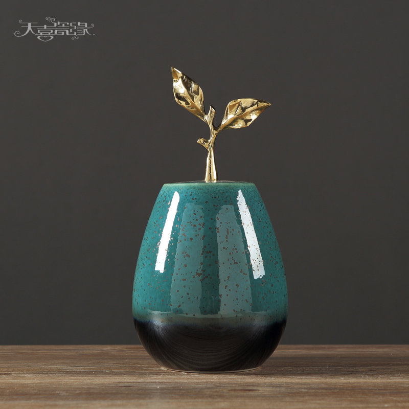 New Chinese style ceramic vase light flower arranging American key-2 luxury furnishing articles sitting room TV ark, crafts creative home decorations