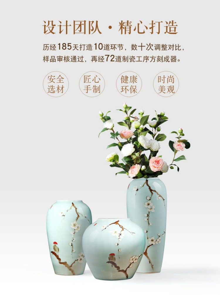 The Modern new Chinese vase household TV ark, porch place jingdezhen ceramic dry flower arranging flowers sitting room adornment