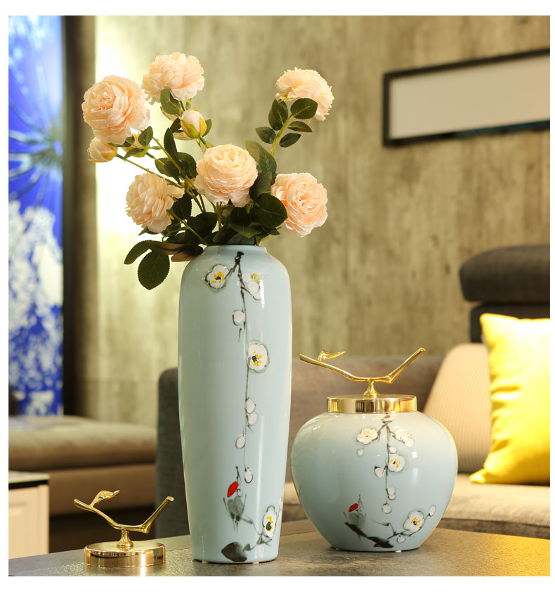 The Modern new Chinese vase household TV ark, porch place jingdezhen ceramic dry flower arranging flowers sitting room adornment