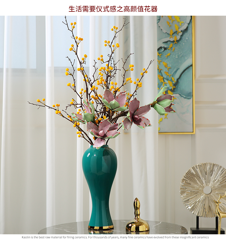 Light the key-2 luxury of modern ceramic vases, flower arranging dried flower implement new Chinese style furnishing articles, the sitting room porch between example home decoration