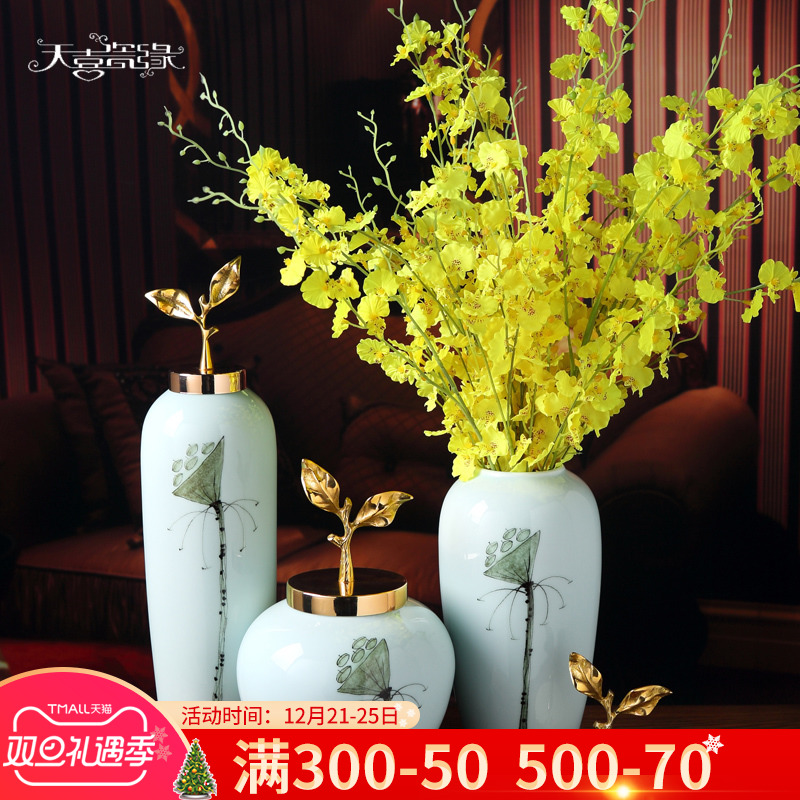 Modern new Chinese style ceramic vase furnishing articles sitting room hall table, TV ark, flower arrangement, household soft adornment