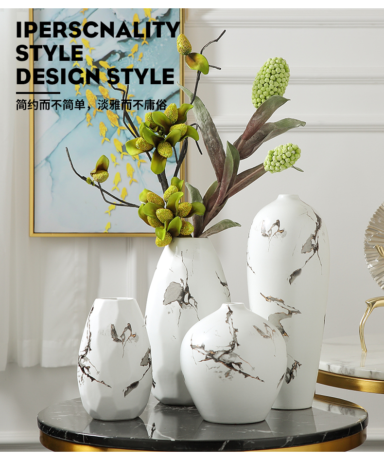 New Chinese style ceramic vase furnishing articles suit ink style white flower arranging the sitting room the postmodern ideas soft decoration