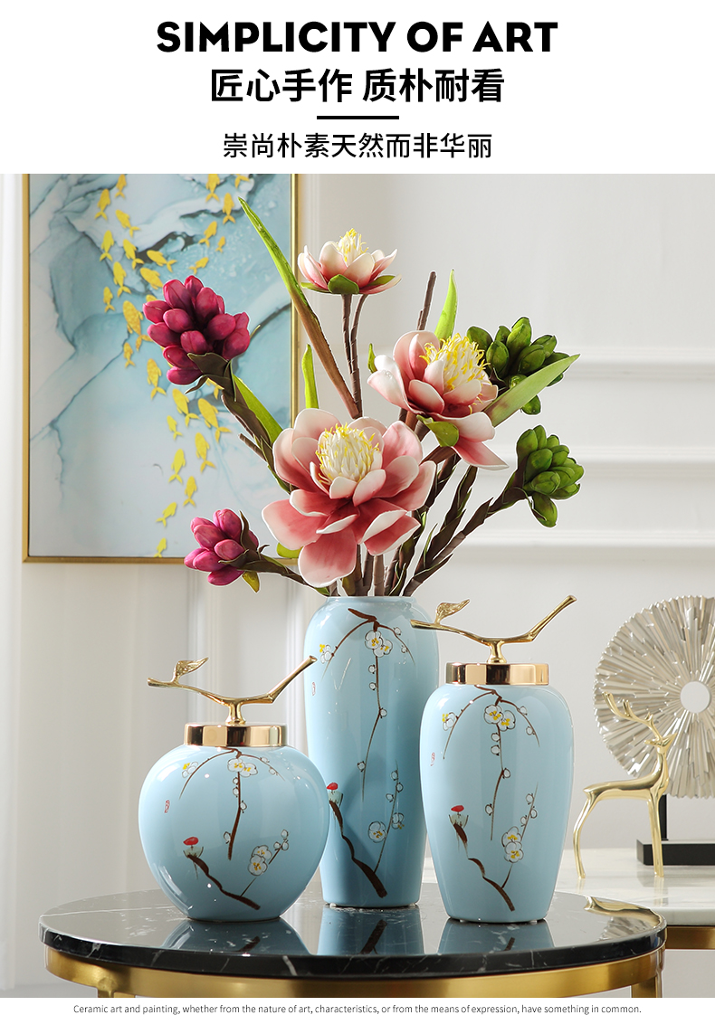 New Chinese style of jingdezhen ceramics hand - made vases, flower arranging, the sitting room porch tea table table household adornment furnishing articles