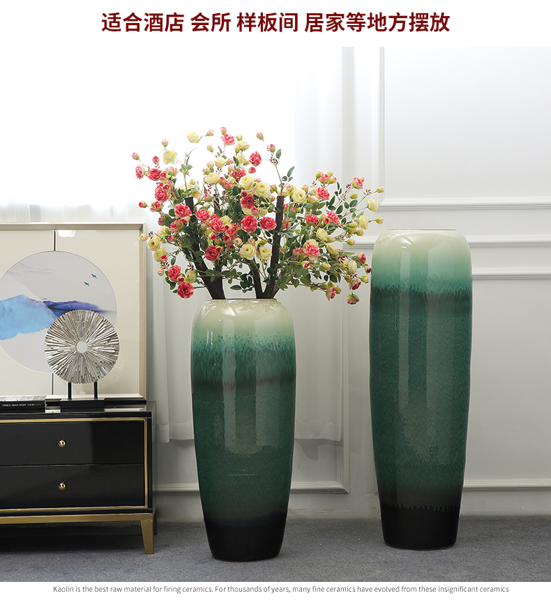 Jingdezhen landing big vase furnishing articles of new Chinese style living room light flower arranging ceramics key-2 luxury villa hotel soft decoration