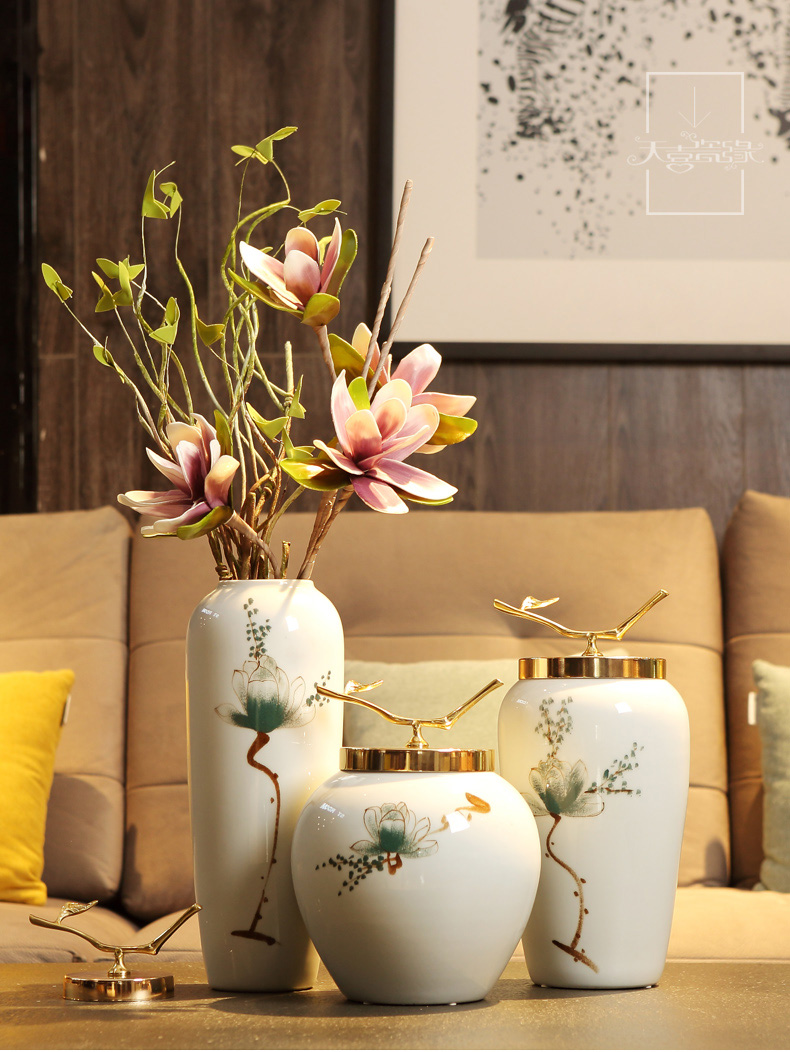 The Dried flower arranging flowers adornment TV cabinet ceramic vase furnishing articles, the sitting room porch home new Chinese zen